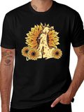 Giraffe & Sunflower Graphic Tee - Black