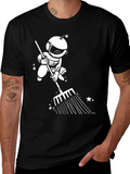 Astronaut Raking Stars T-Shirt - Black