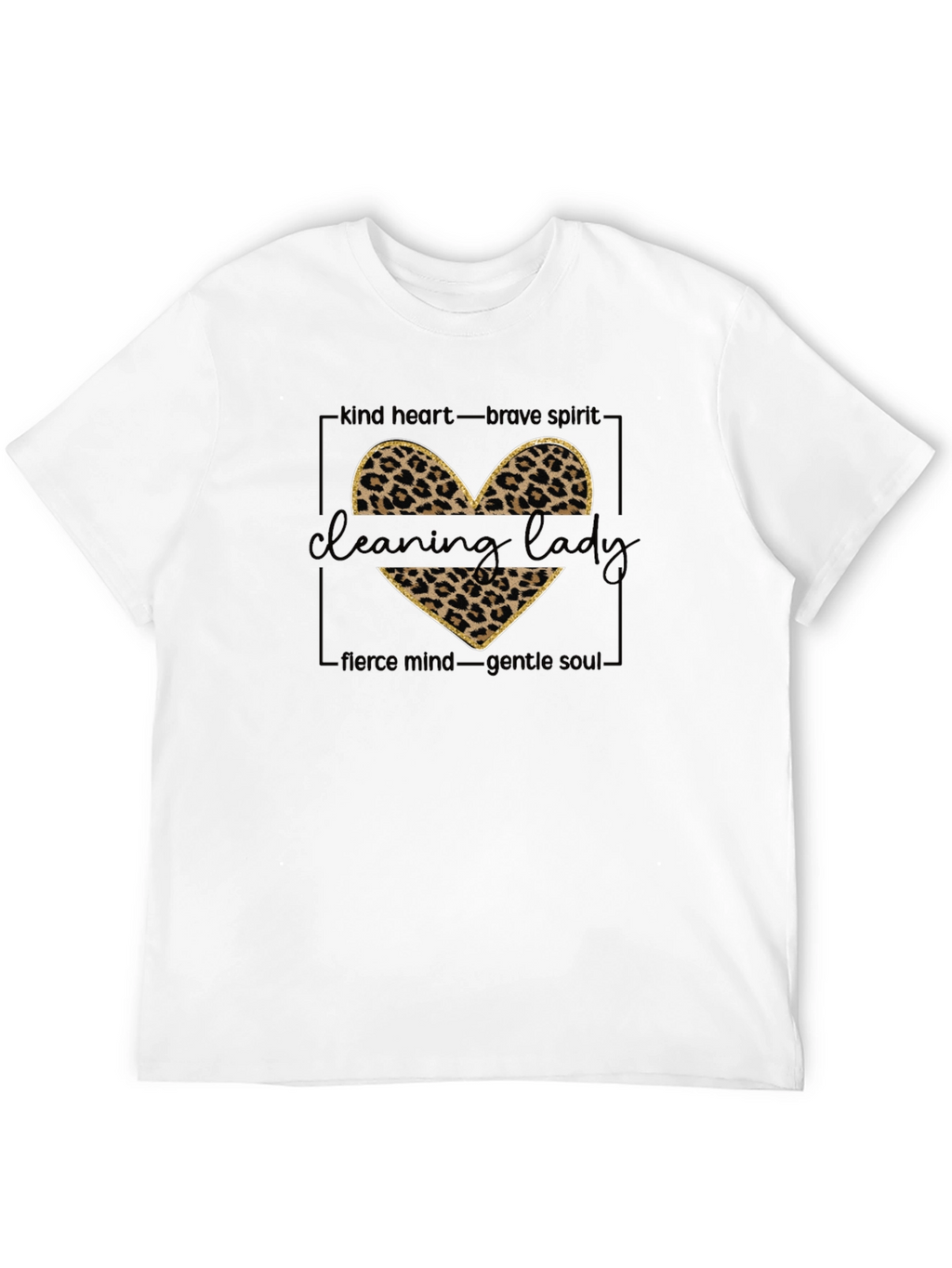 Cleaning Lady Leopard Print Heart T-Shirt