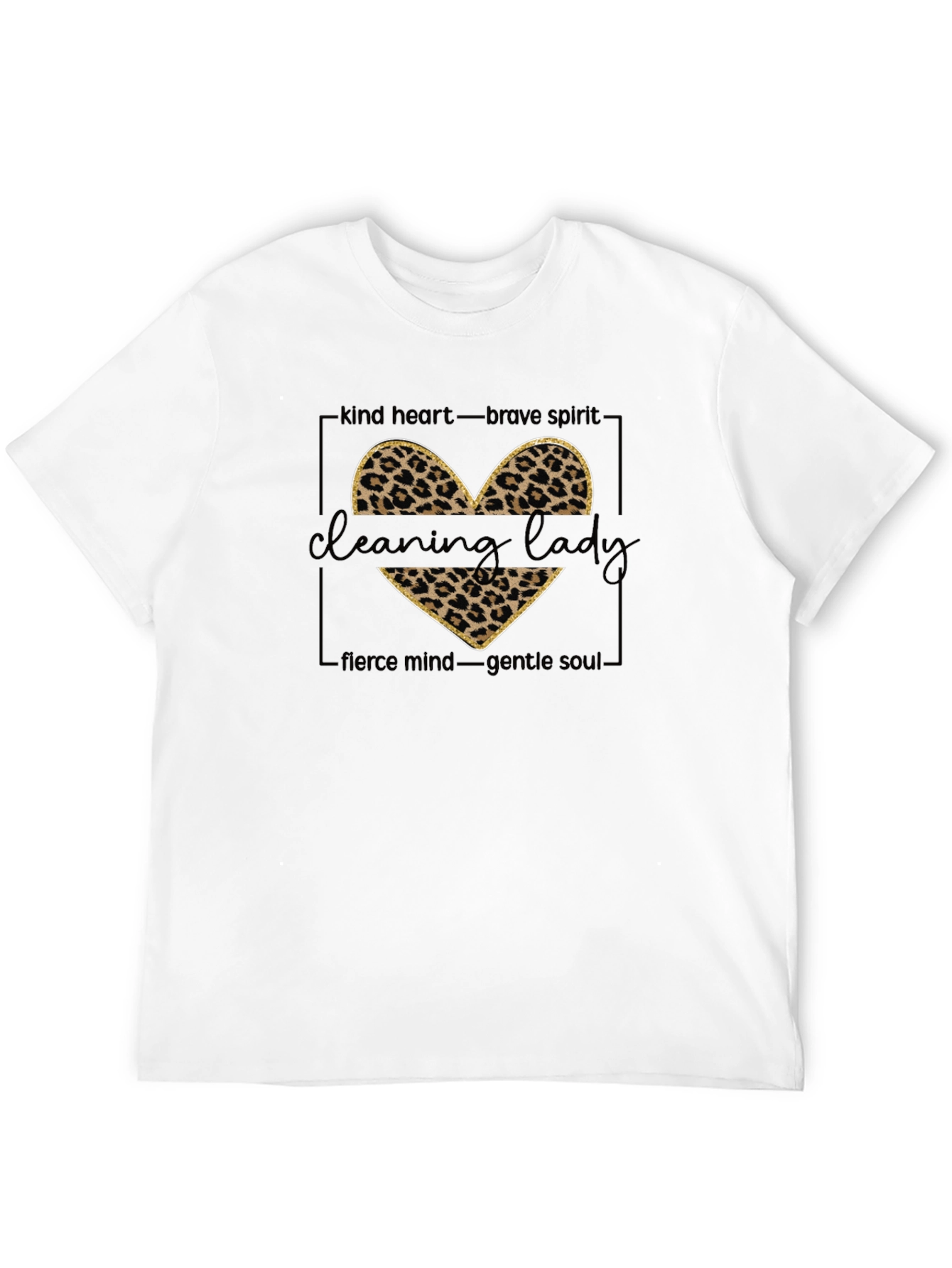 Cleaning Lady Leopard Print Heart T-Shirt