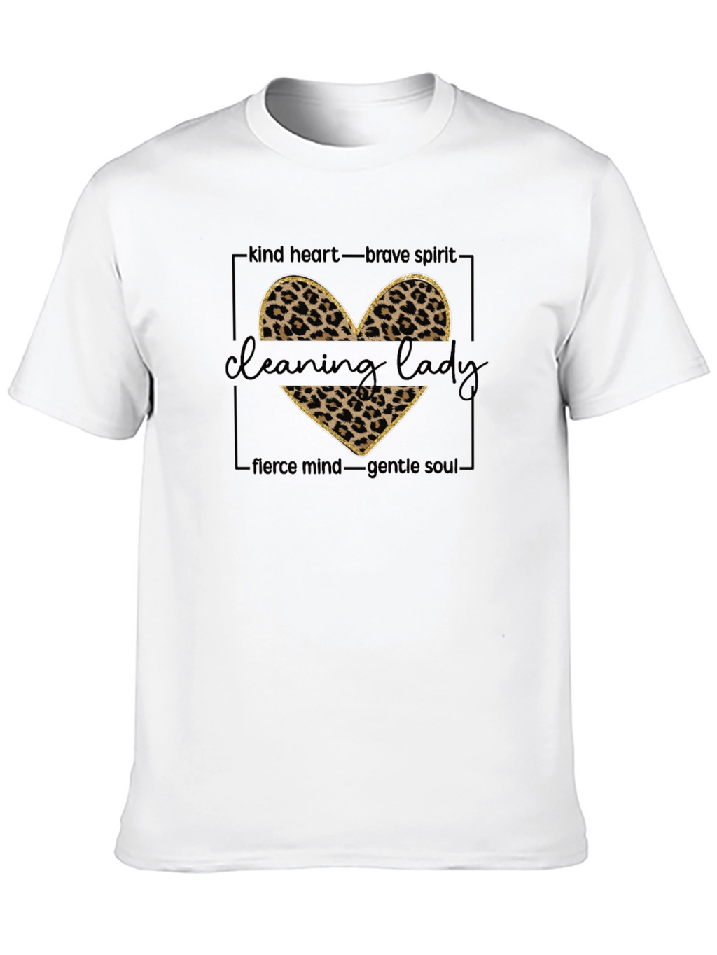 Cleaning Lady Leopard Print Heart T-Shirt