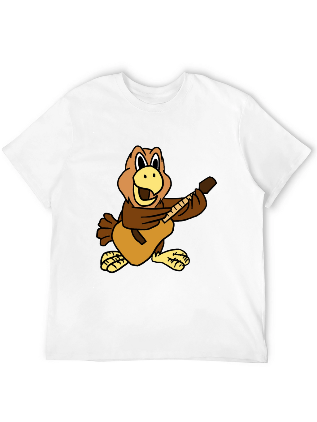 Cartoon Bird Guitarist Black T-Shirt