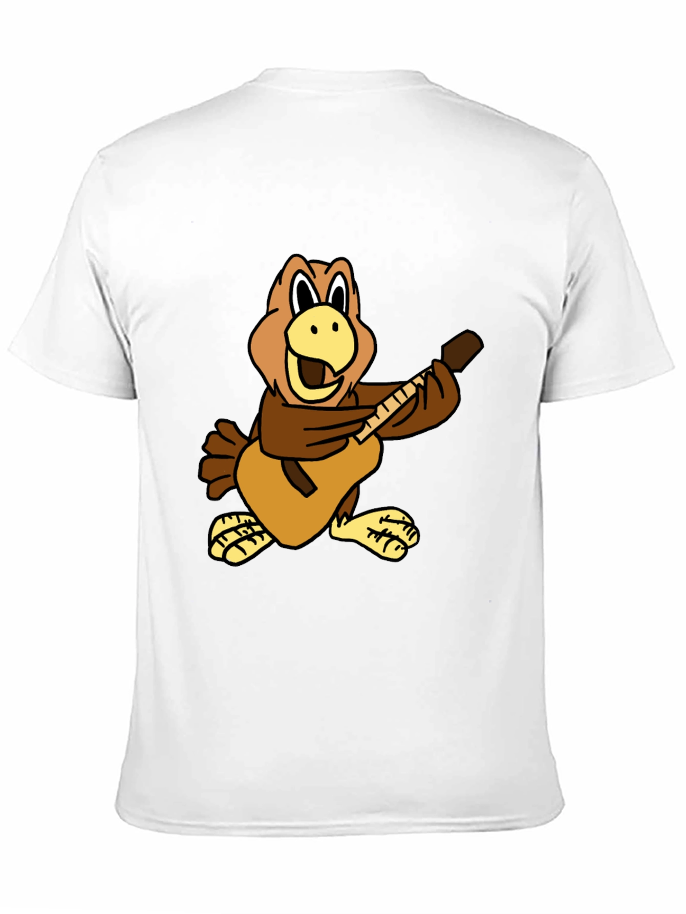 Cartoon Bird Guitarist Black T-Shirt