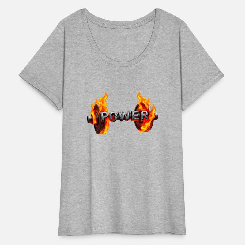 A barbell with flames wrapping around each