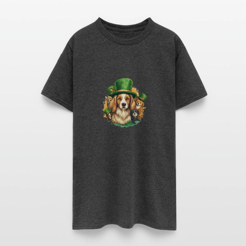 a family of dogs in stylish hats on St Patrick