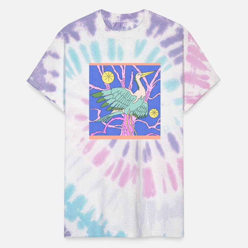 a heron on a starry night in a fantasy garden