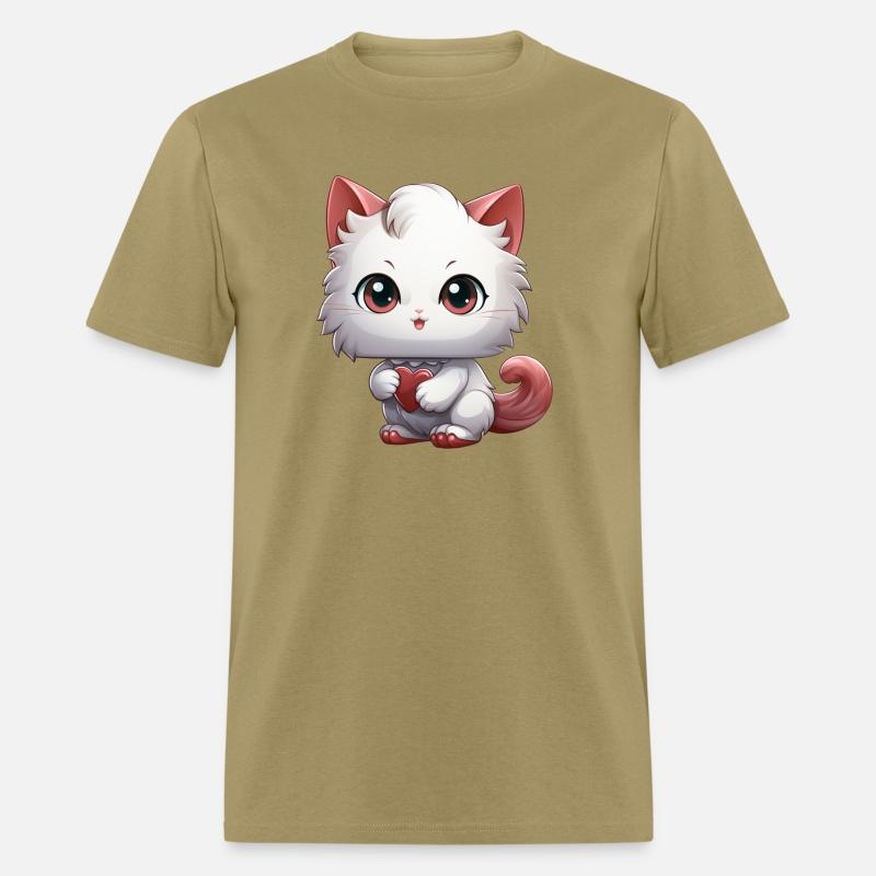 A kawaii style cat with heart shaped eyes