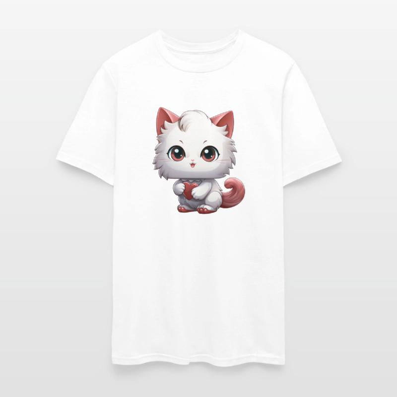 A kawaii style cat with heart shaped eyes