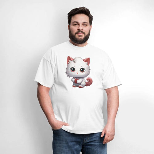 A kawaii style cat with heart shaped eyes