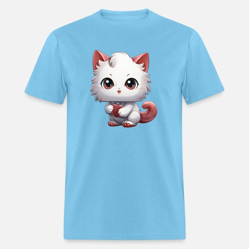 A kawaii style cat with heart shaped eyes