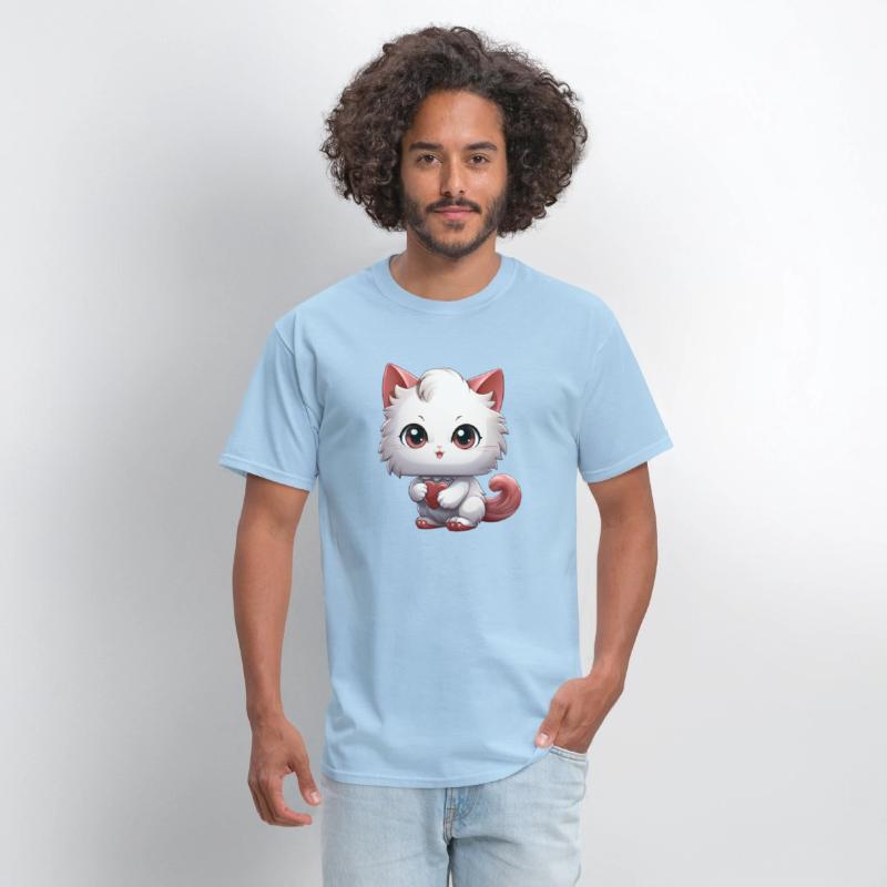 A kawaii style cat with heart shaped eyes