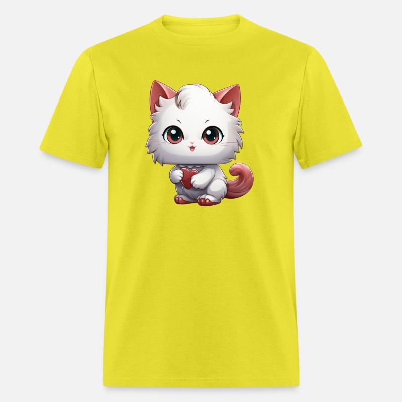 A kawaii style cat with heart shaped eyes