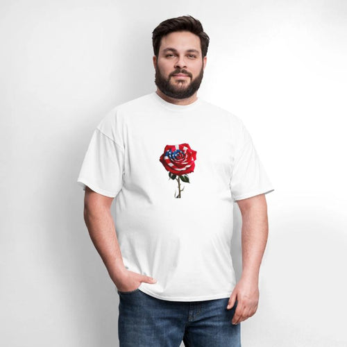 A Red Rose with the USA Flag Design