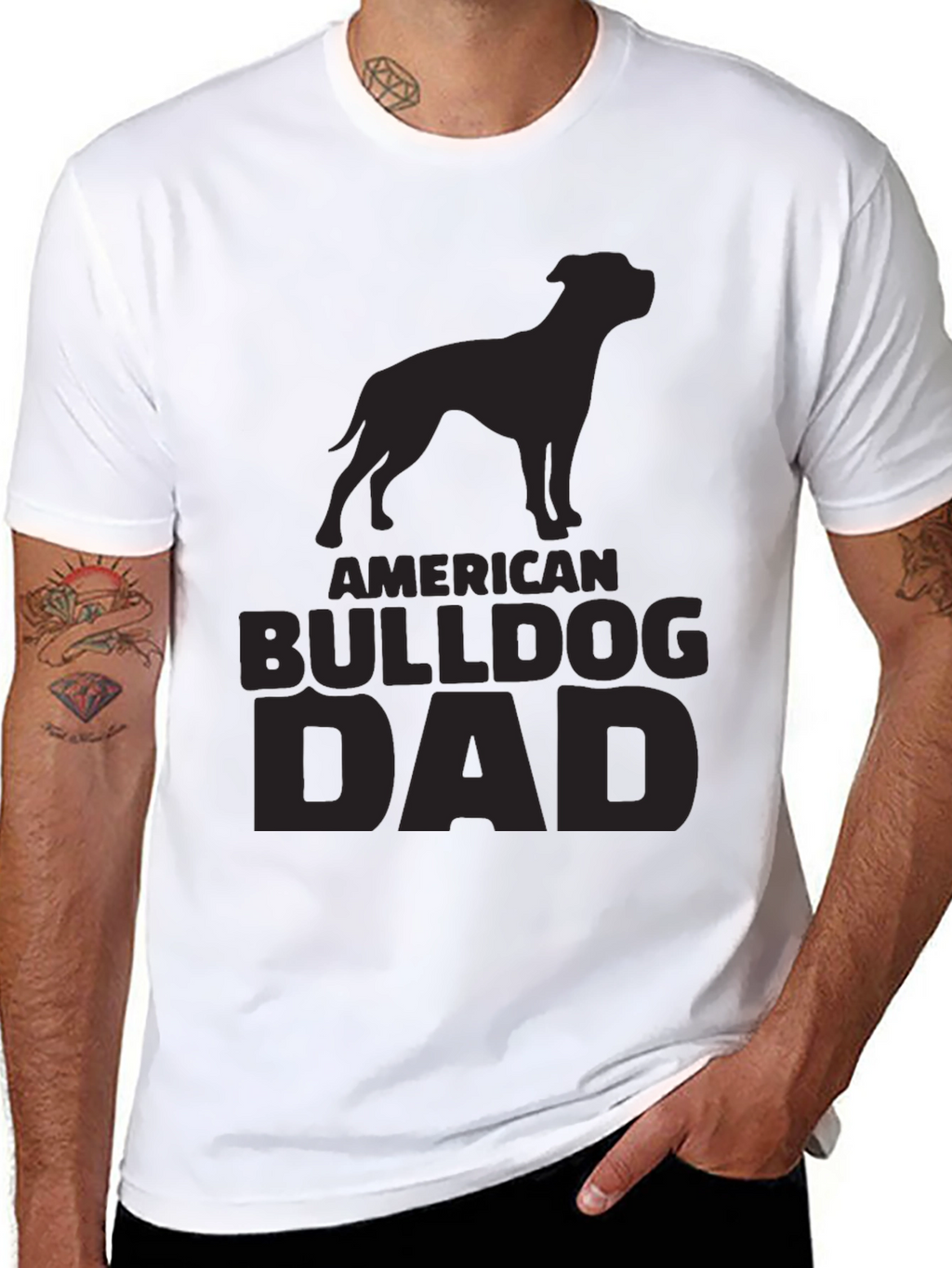 American Bulldog Dad T-Shirt - Black