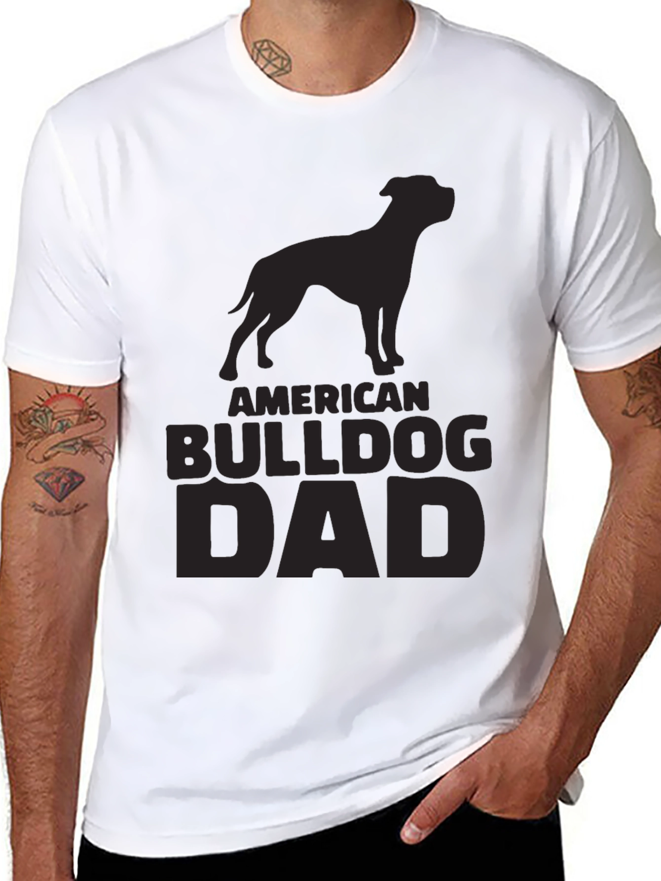 American Bulldog Dad T-Shirt - Black