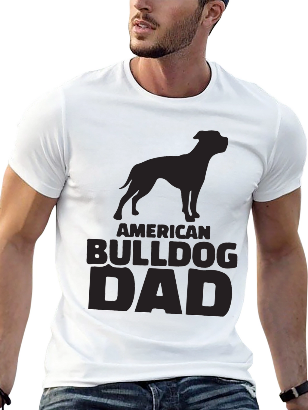 American Bulldog Dad T-Shirt - Black