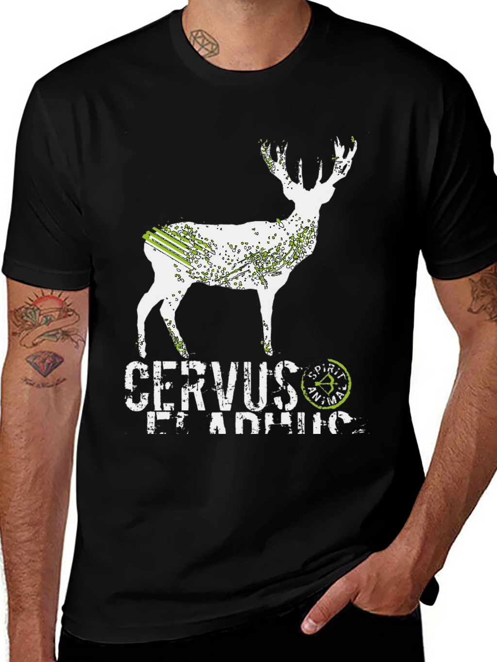 Cervus Elaphus Spirit Animal Black T-Shirt