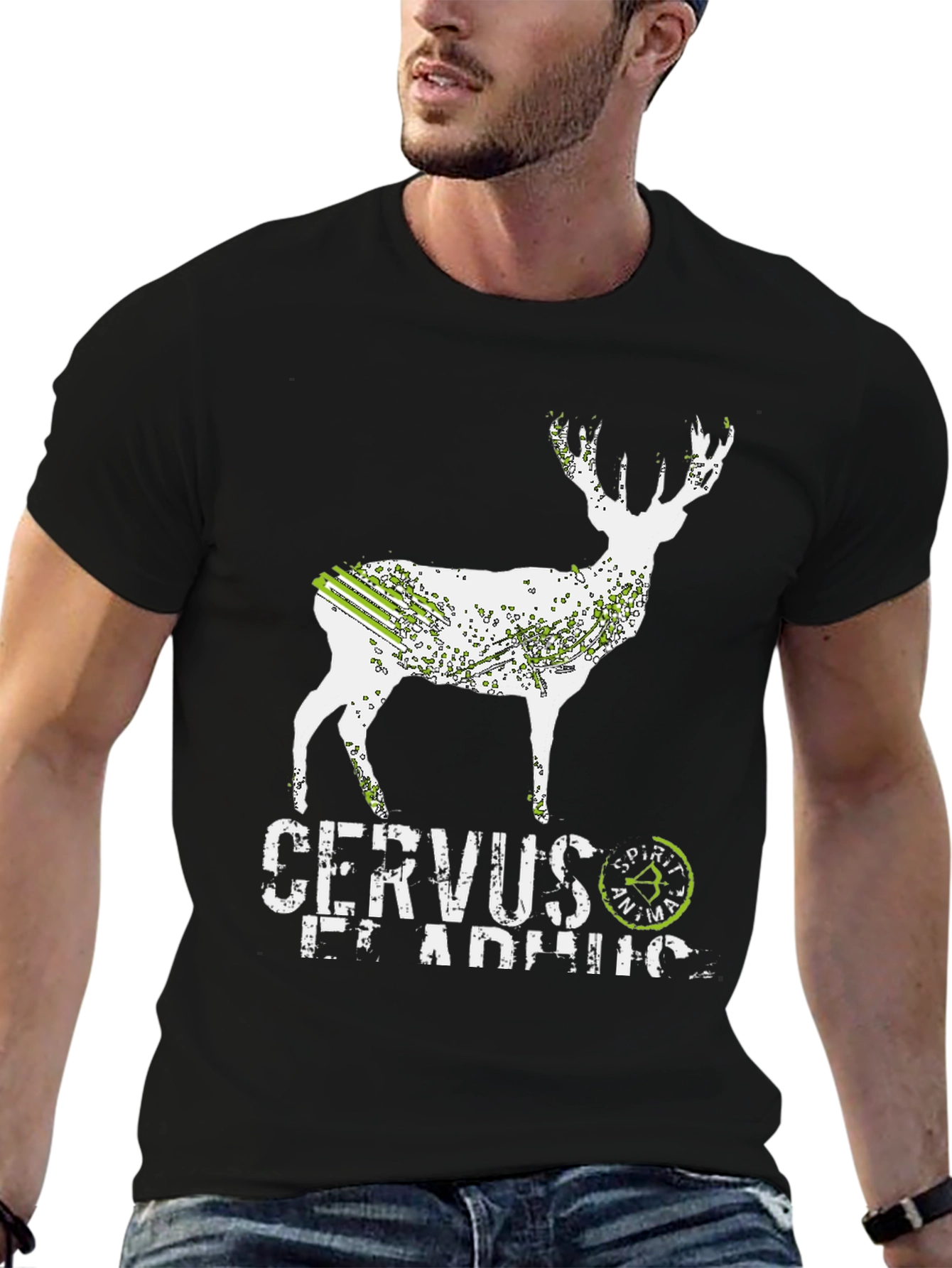 Cervus Elaphus Spirit Animal Black T-Shirt