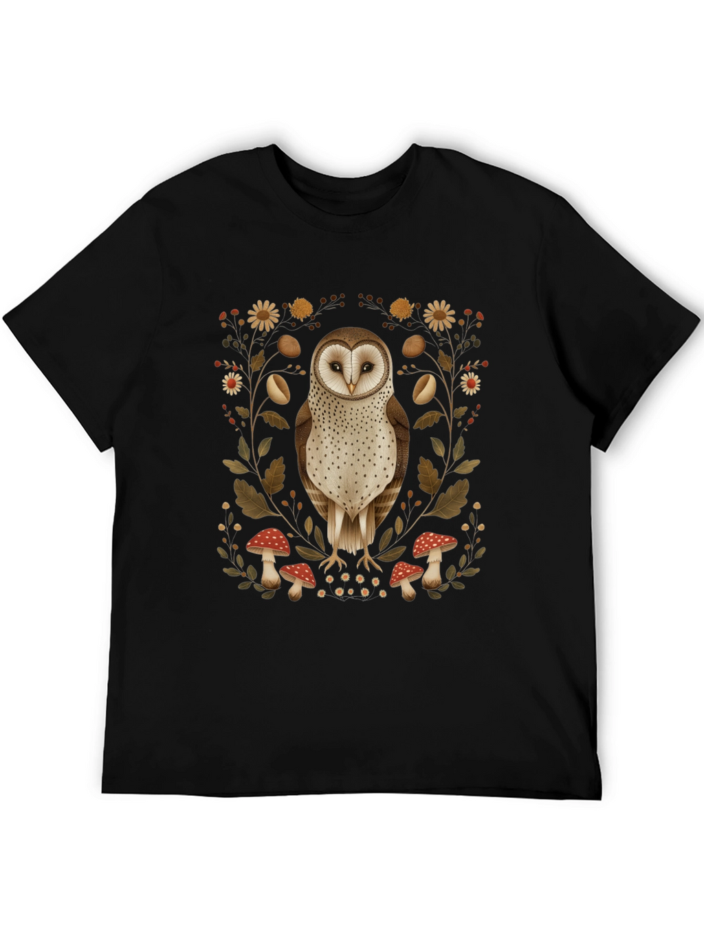 Barn Owl & Mushroom Graphic T-Shirt