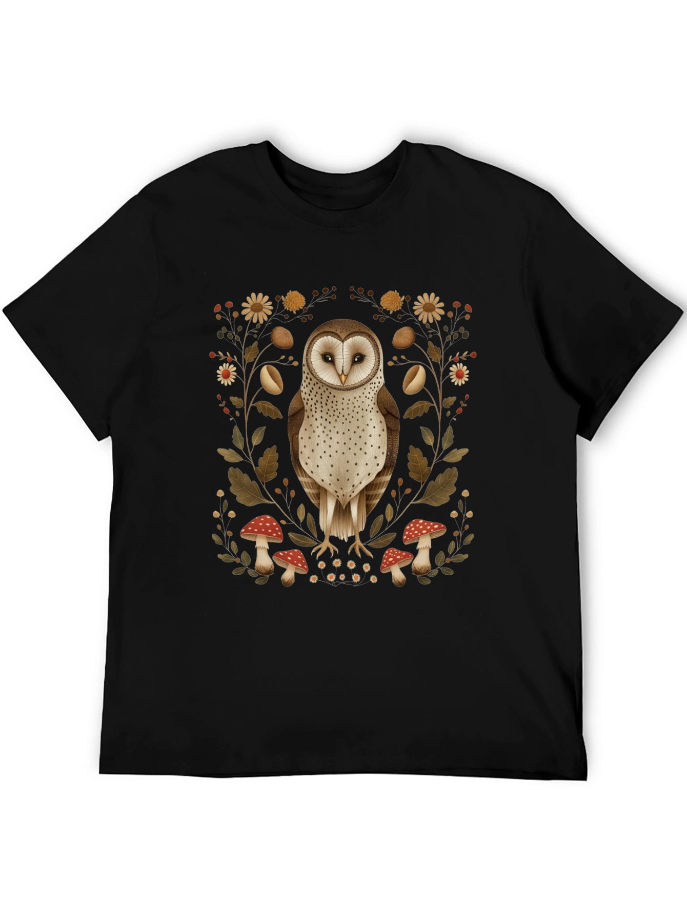 Barn Owl & Mushroom Graphic T-Shirt
