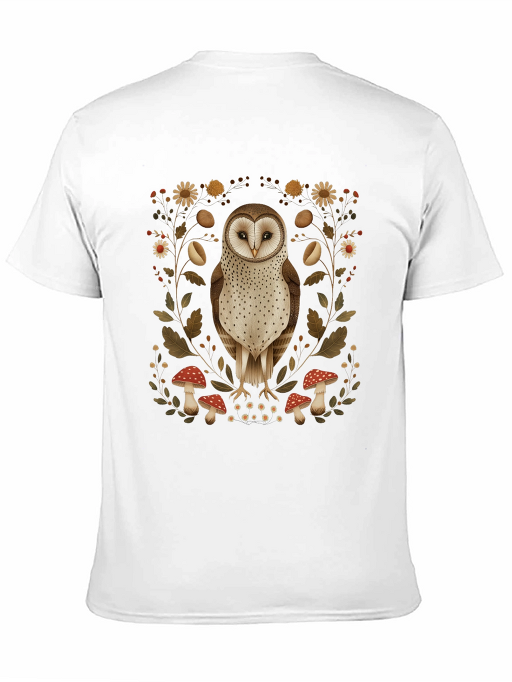 Barn Owl & Mushroom Graphic T-Shirt
