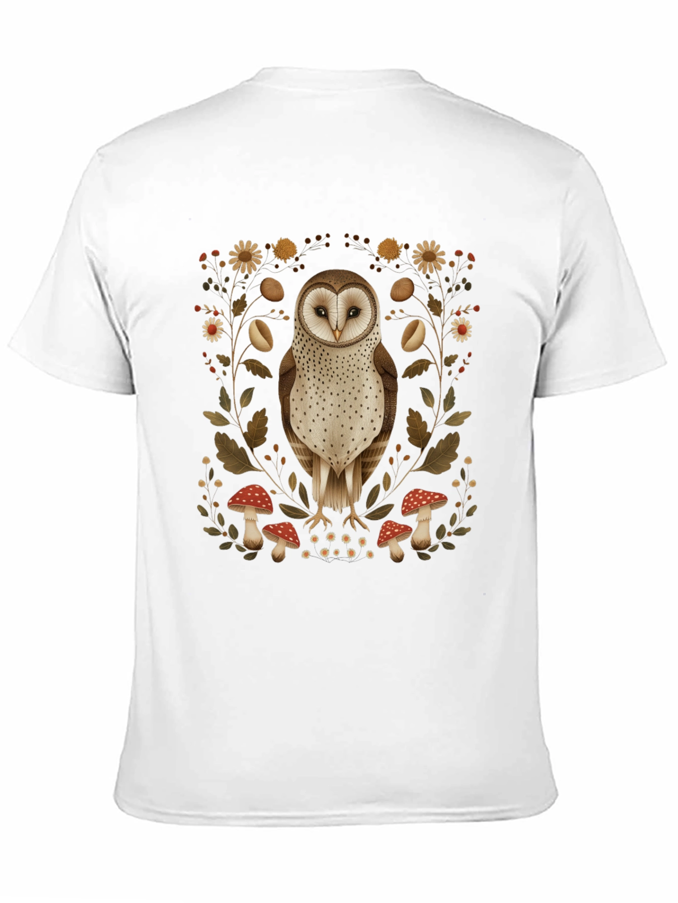 Barn Owl & Mushroom Graphic T-Shirt