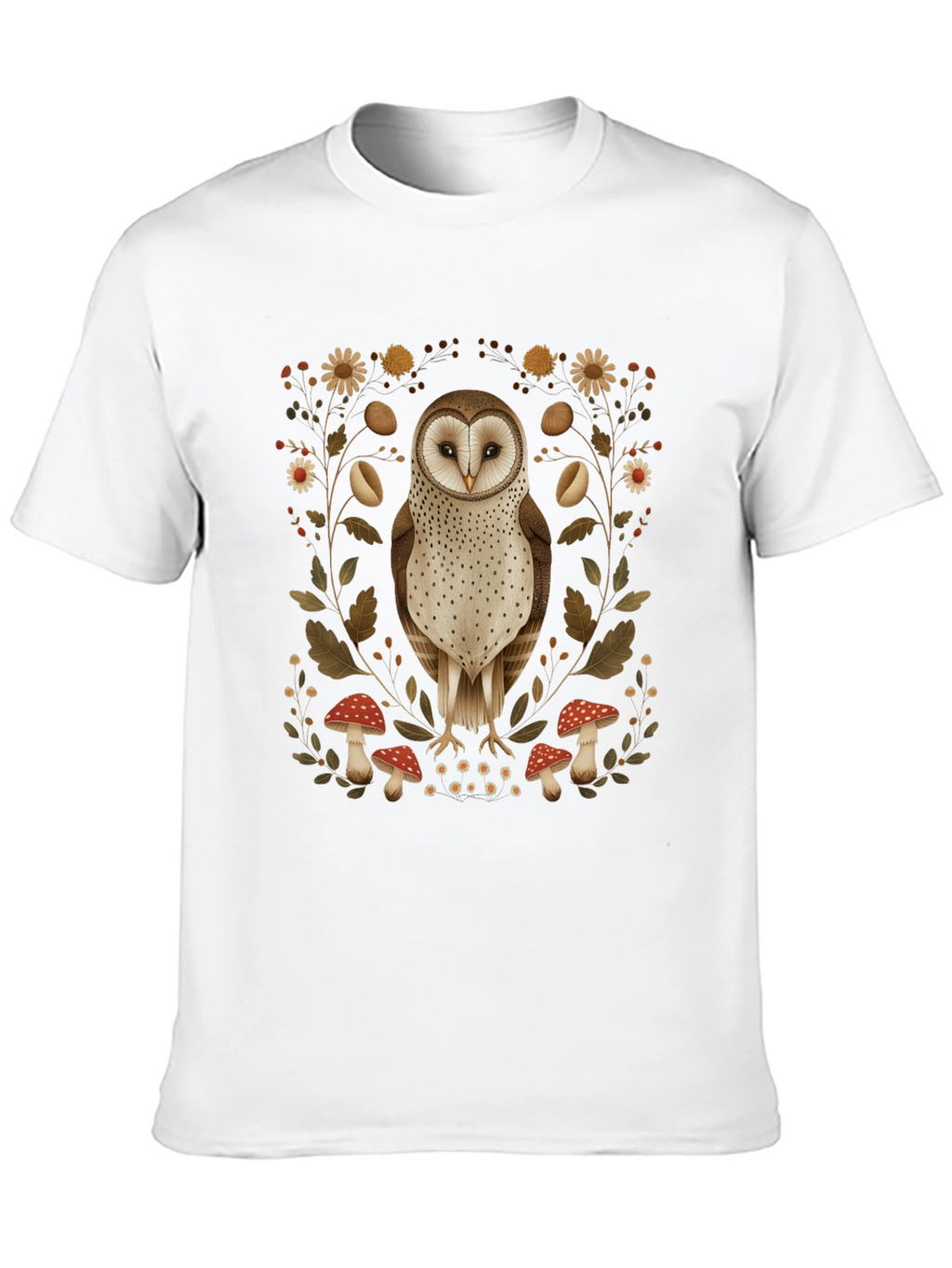 Barn Owl & Mushroom Graphic T-Shirt