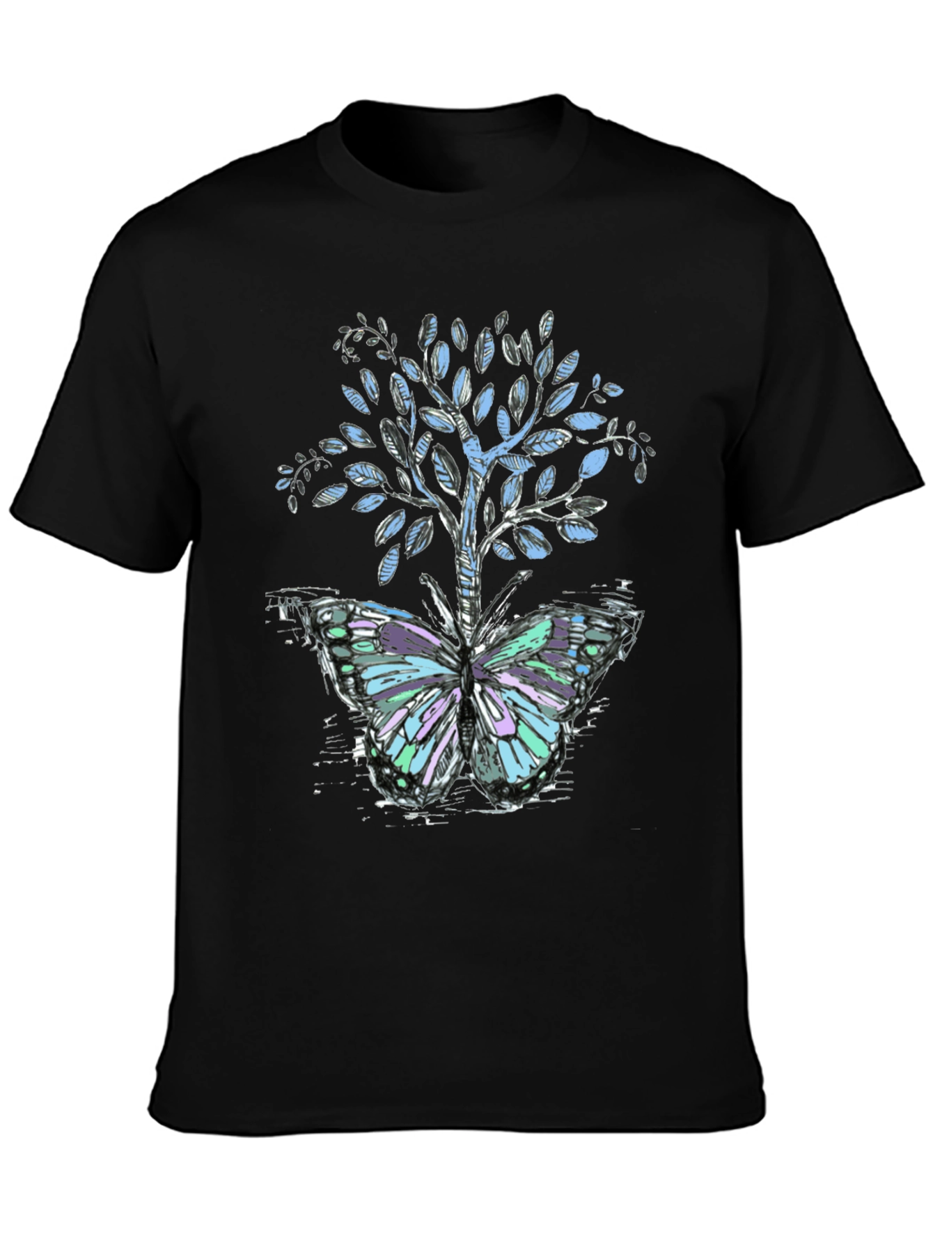 Butterfly Tree Graphic Tee - Nature Inspired Design