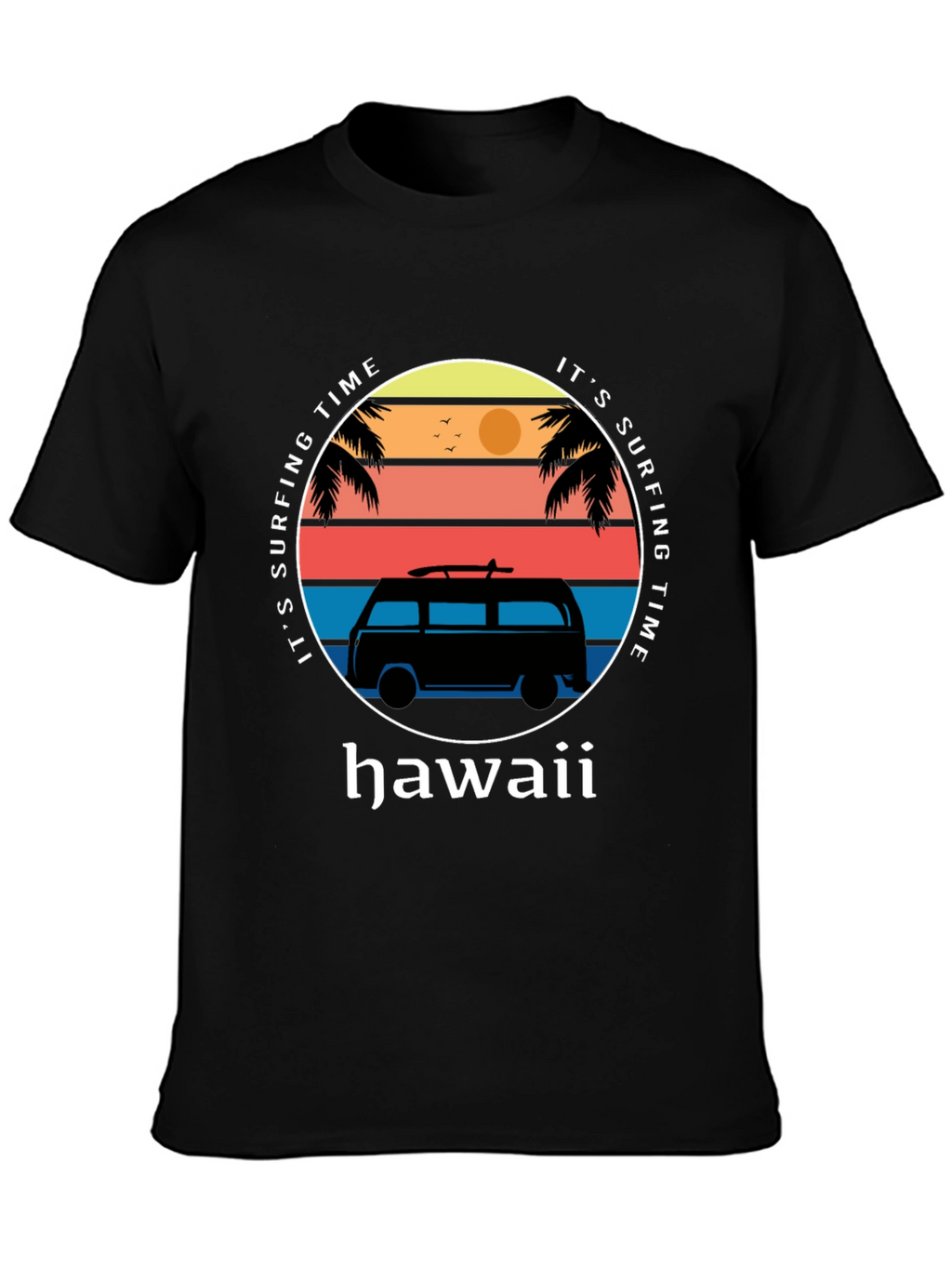 Hawaii Surfing Time Graphic Tee - Retro Surf Van