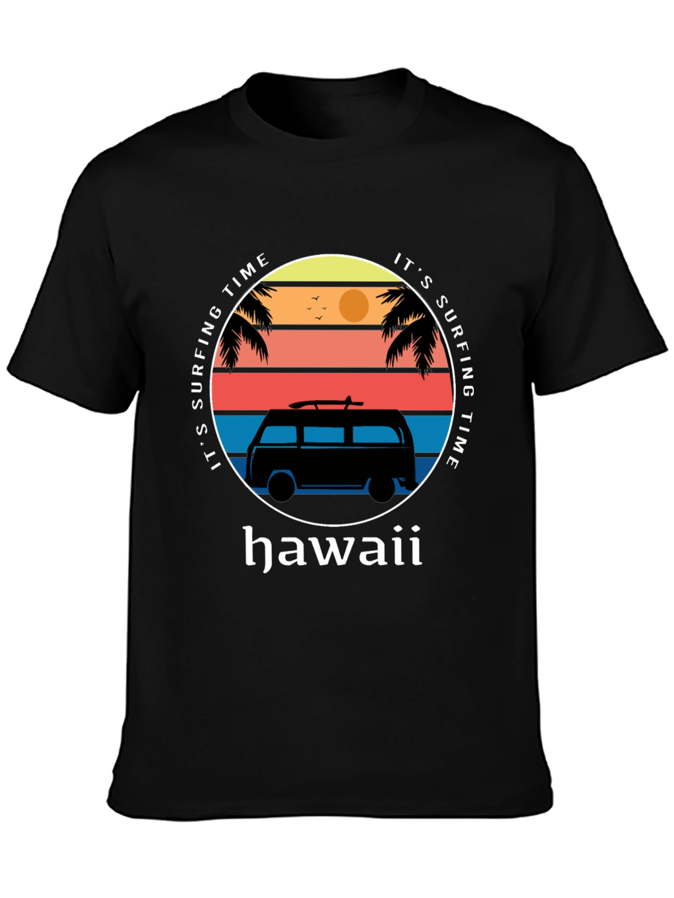 Hawaii Surfing Time Graphic Tee - Retro Surf Van