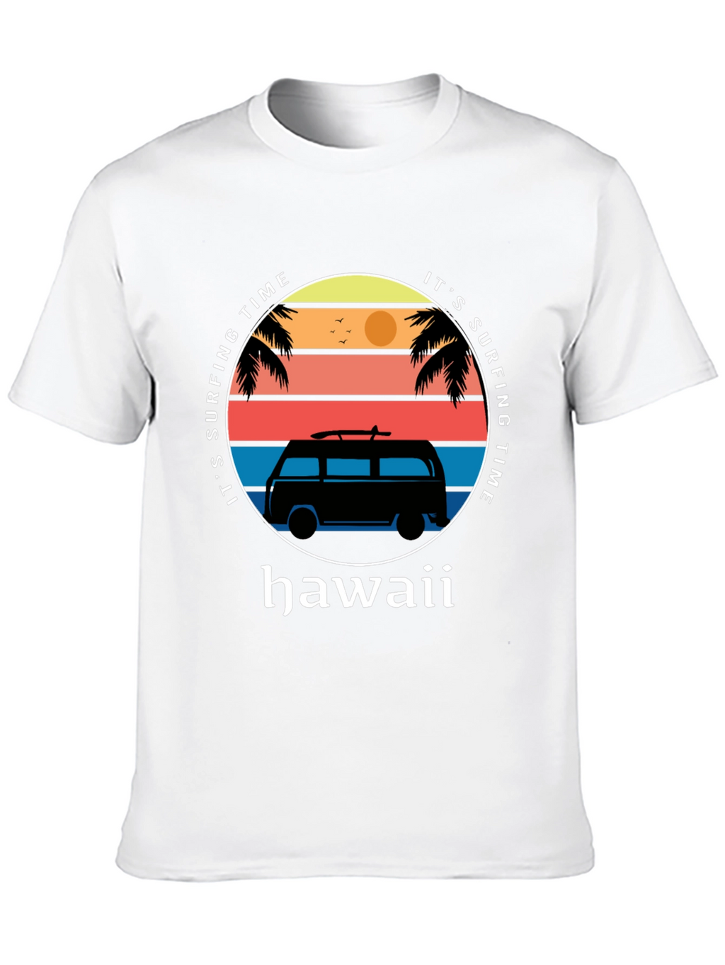 Hawaii Surfing Time Graphic Tee - Retro Surf Van