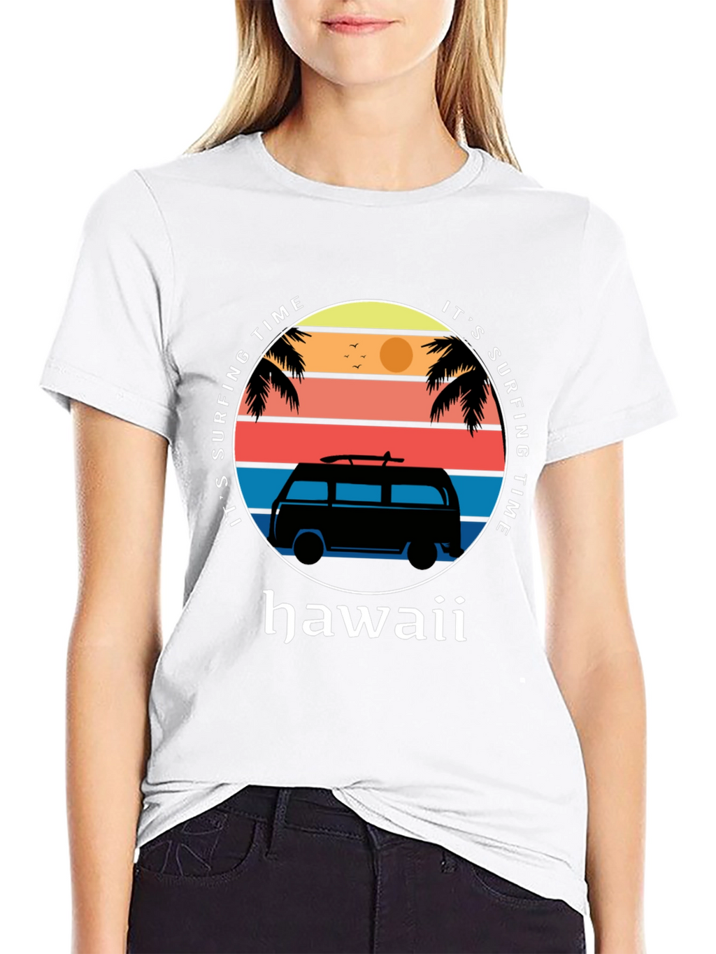 Hawaii Surfing Time Graphic Tee - Retro Surf Van
