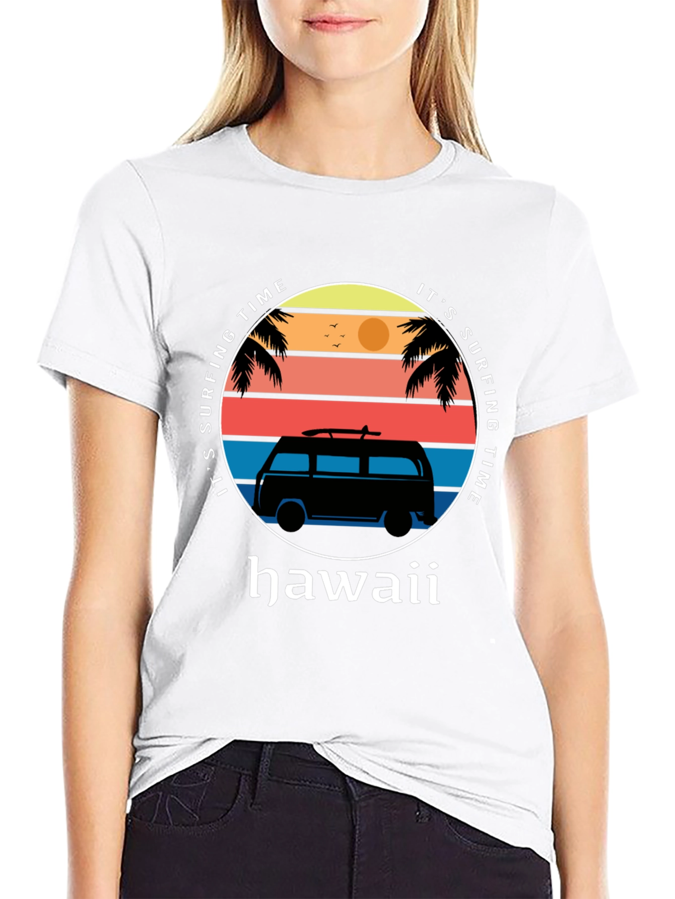 Hawaii Surfing Time Graphic Tee - Retro Surf Van