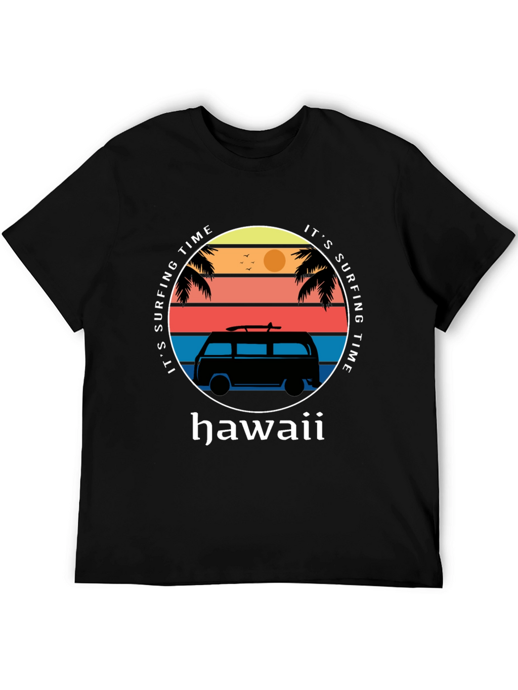Hawaii Surfing Time Graphic Tee - Retro Surf Van