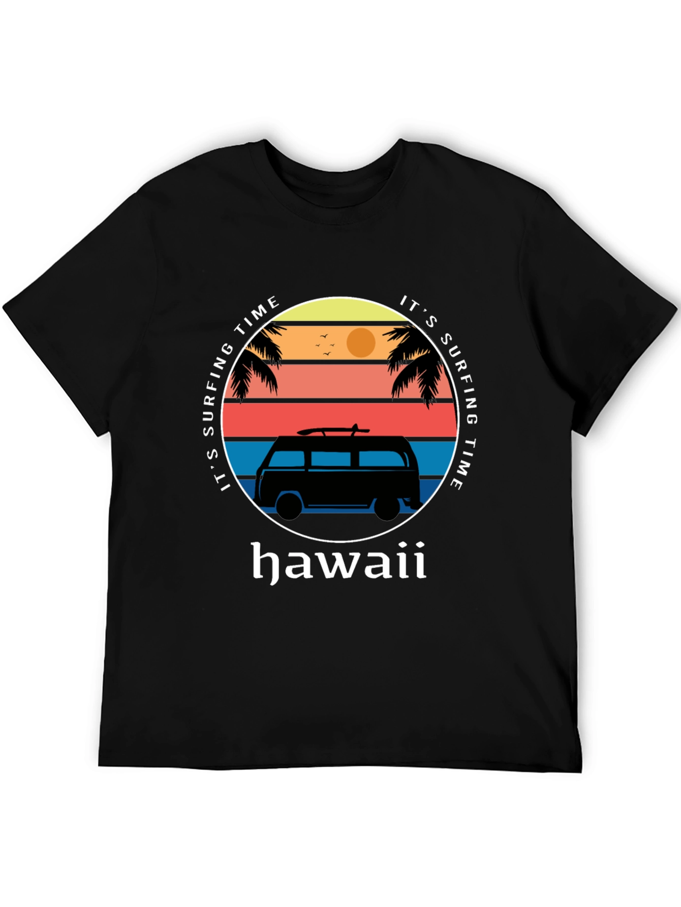 Hawaii Surfing Time Graphic Tee - Retro Surf Van