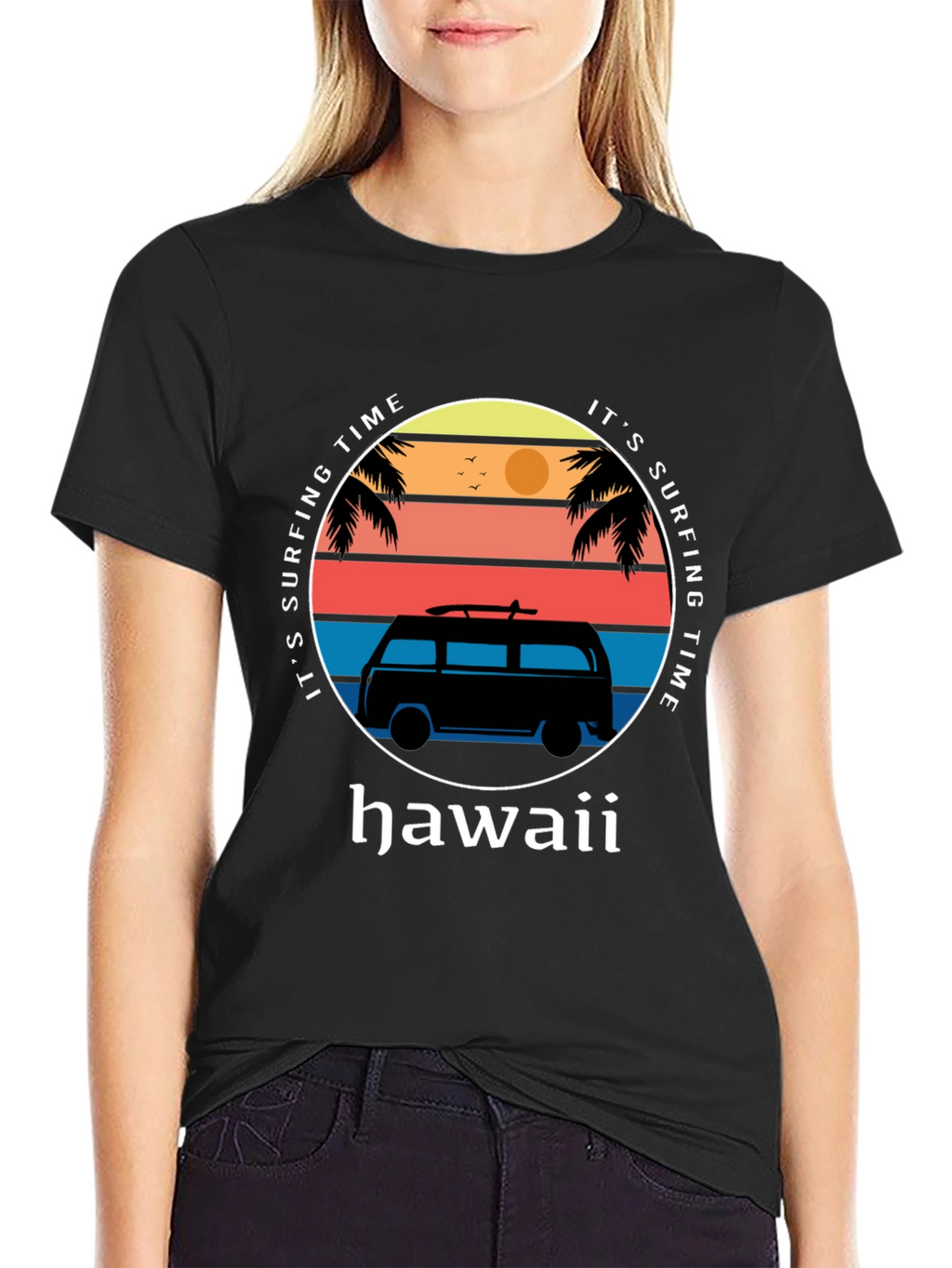 Hawaii Surfing Time Graphic Tee - Retro Surf Van
