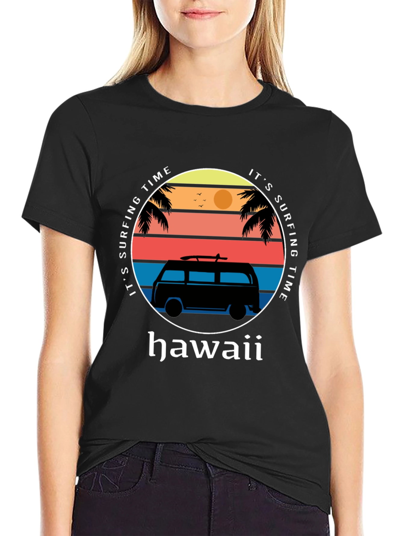 Hawaii Surfing Time Graphic Tee - Retro Surf Van