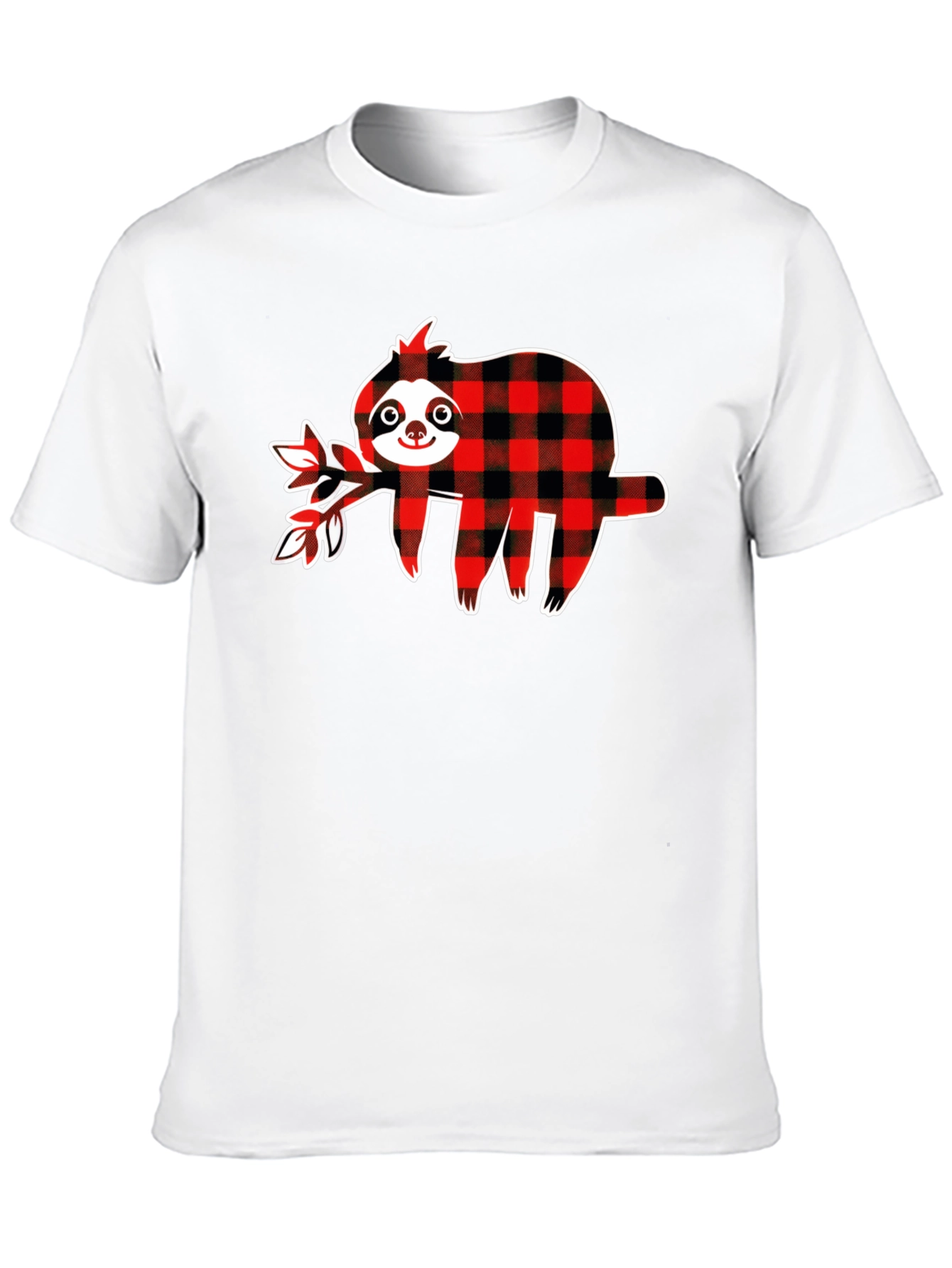 Buffalo Plaid Sloth Graphic T-Shirt