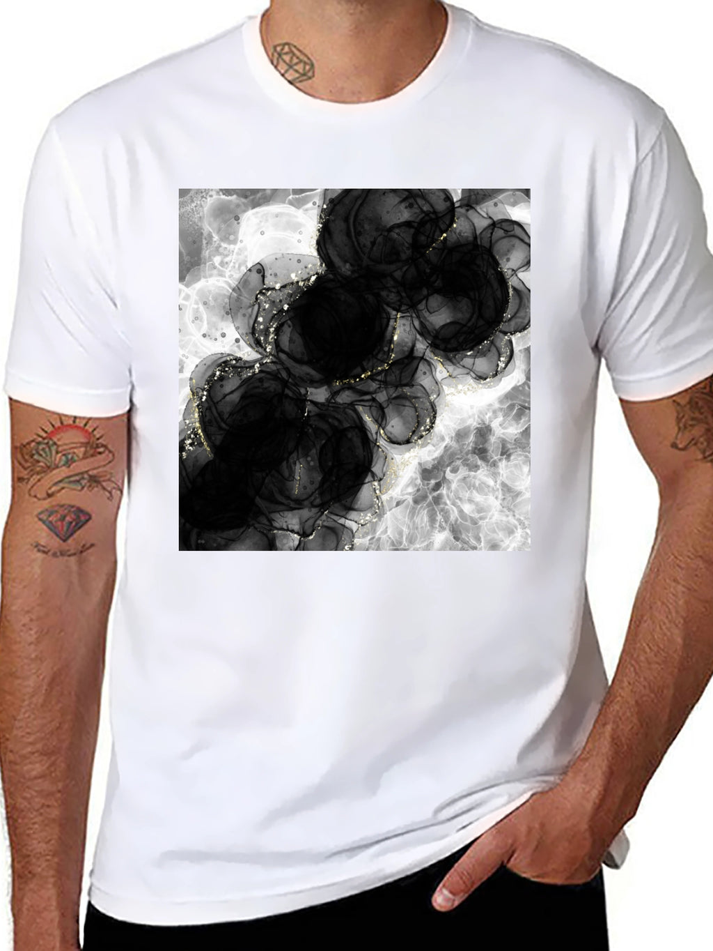 Abstract Black Floral T-Shirt