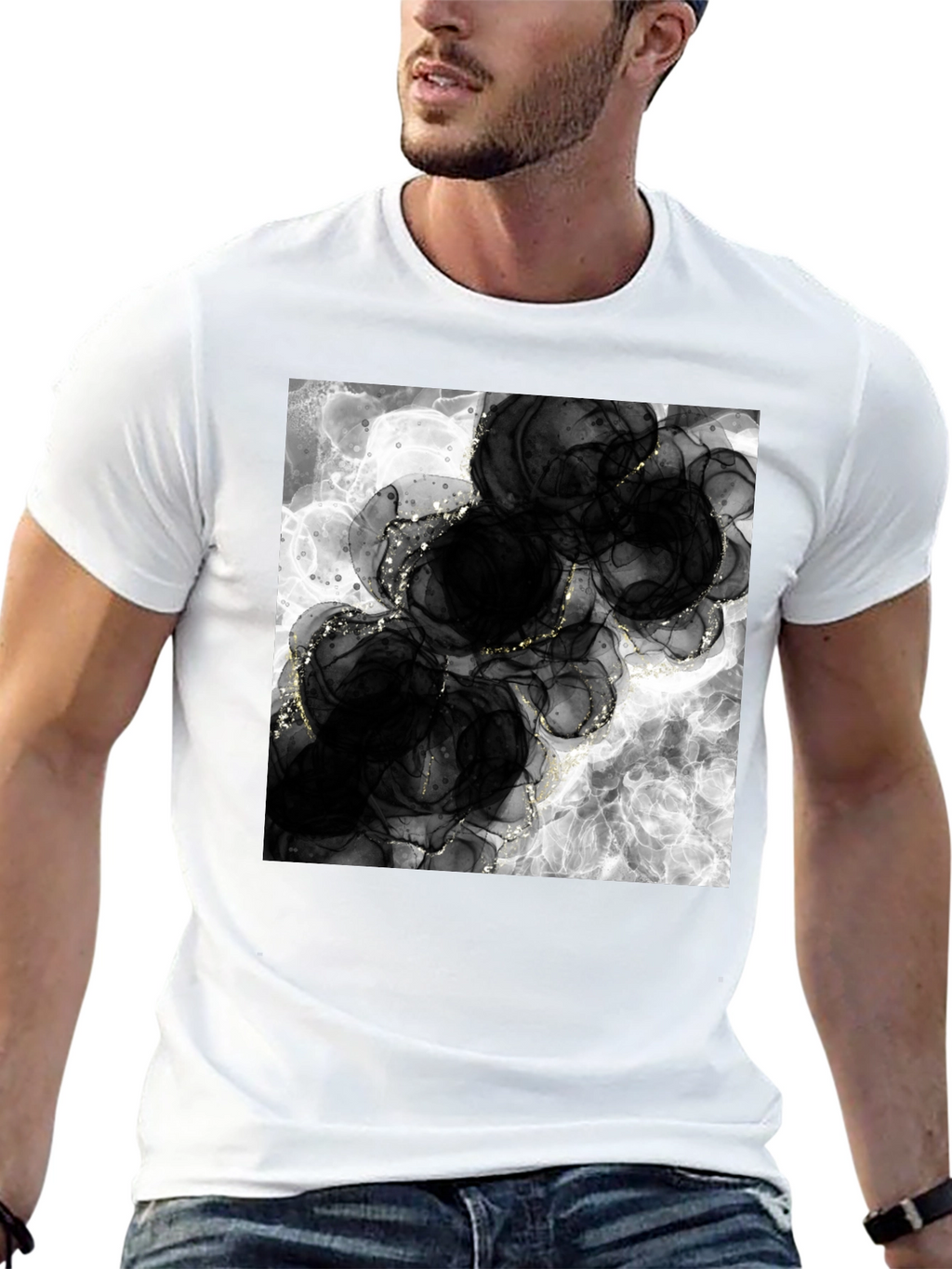 Abstract Black Floral T-Shirt