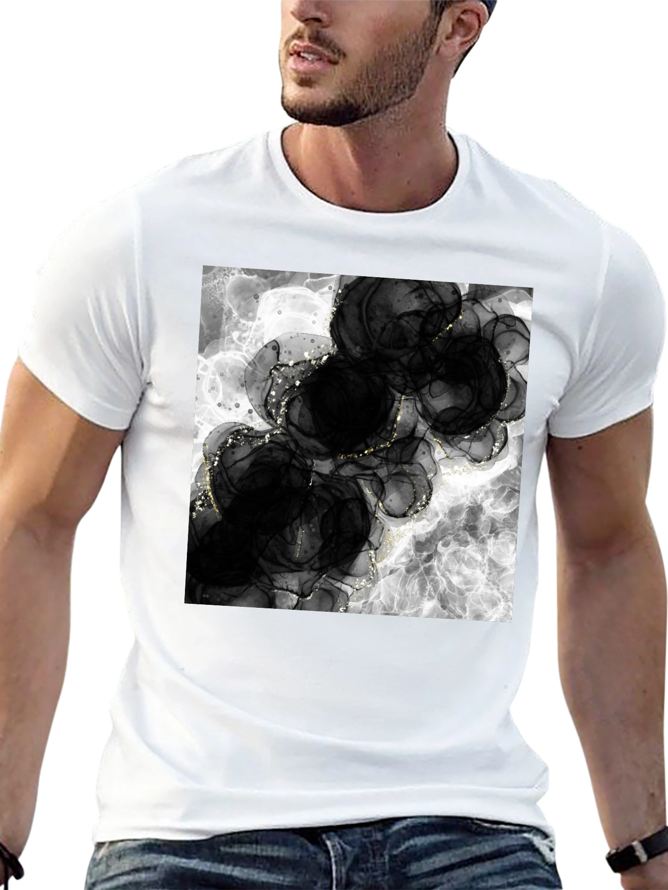 Abstract Black Floral T-Shirt