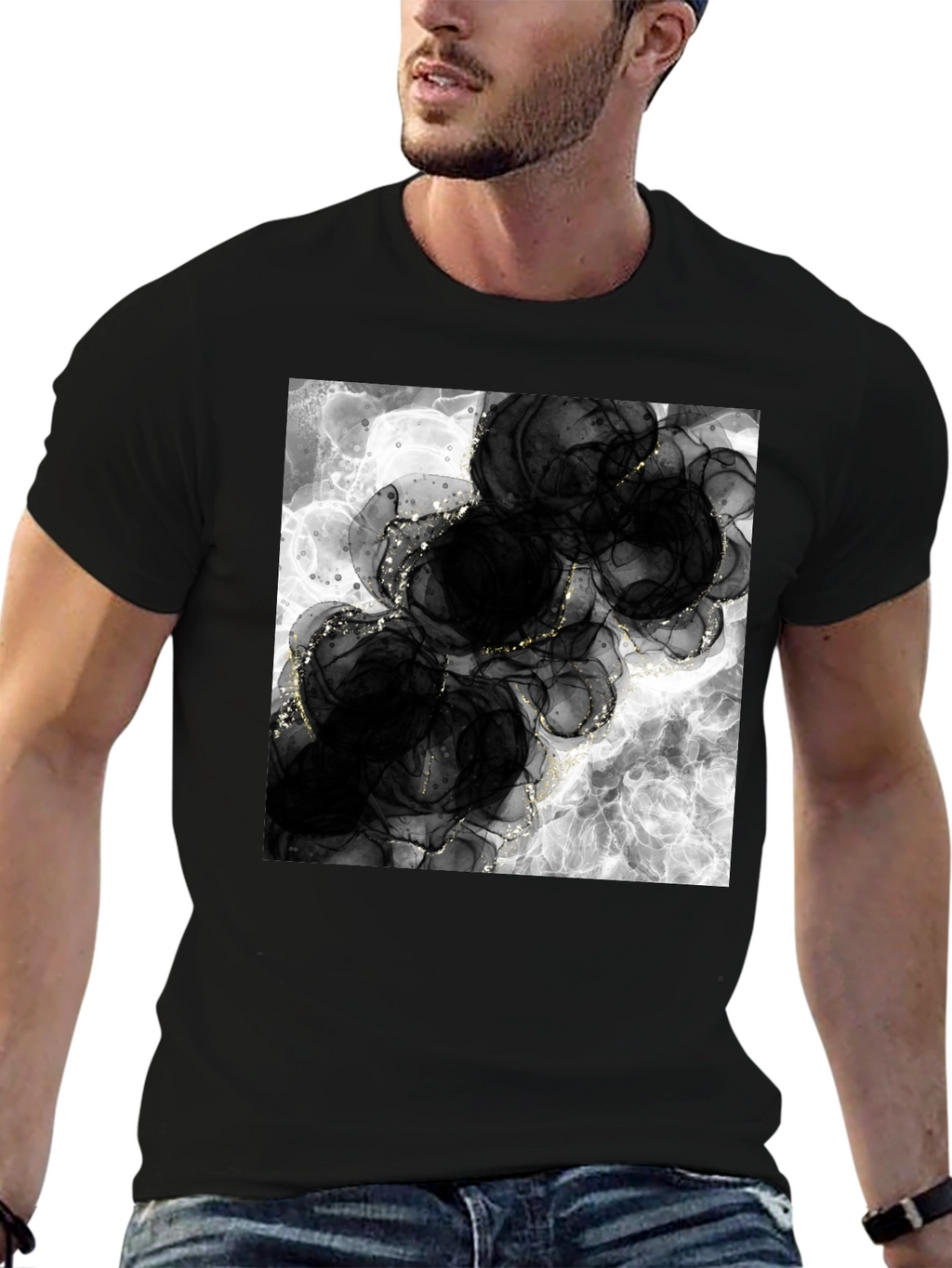 Abstract Black Floral T-Shirt