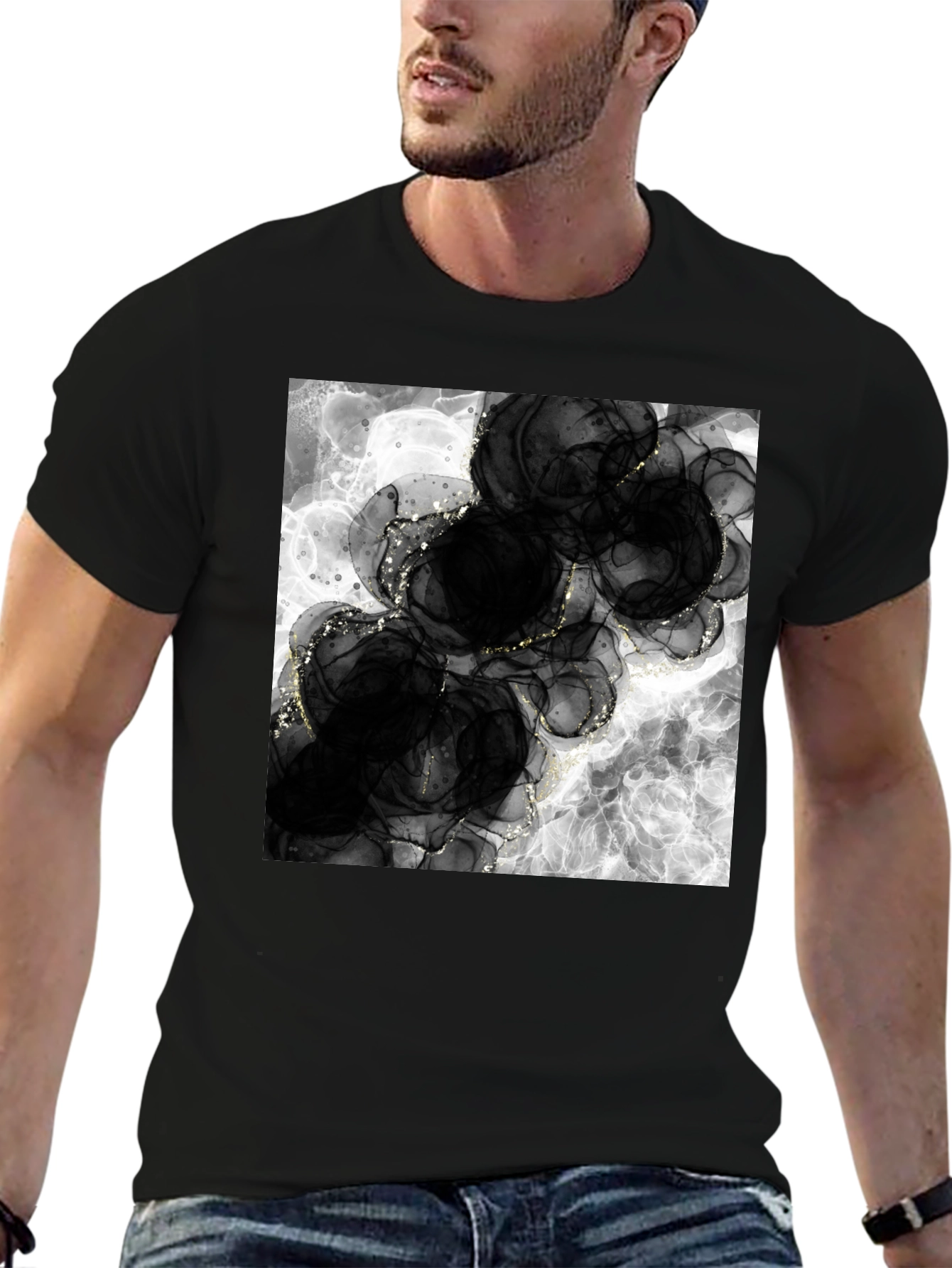 Abstract Black Floral T-Shirt