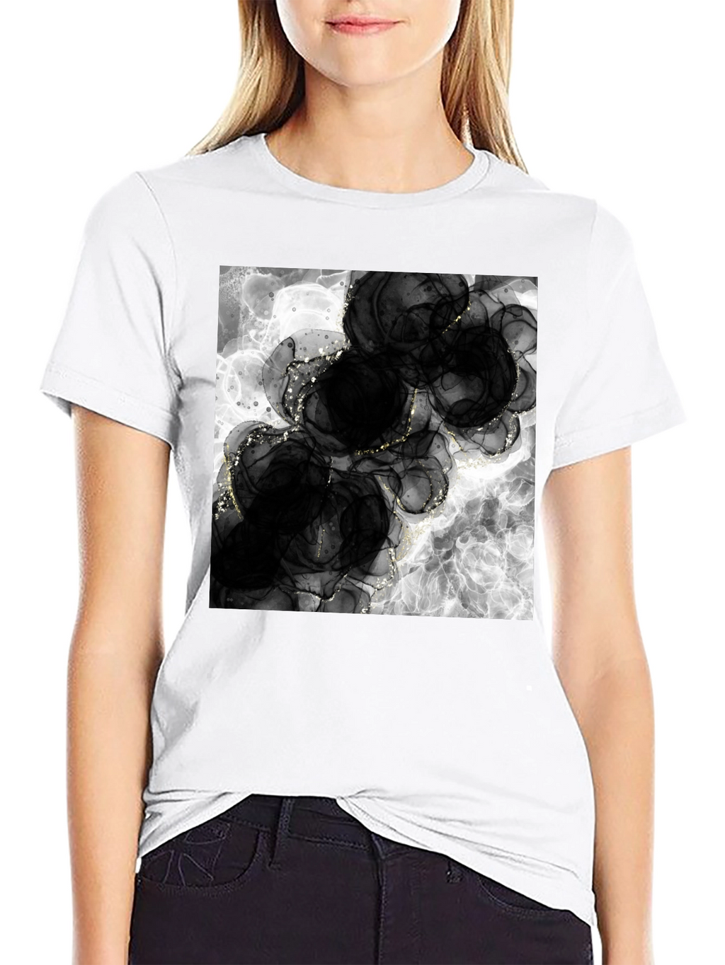 Abstract Black Floral T-Shirt