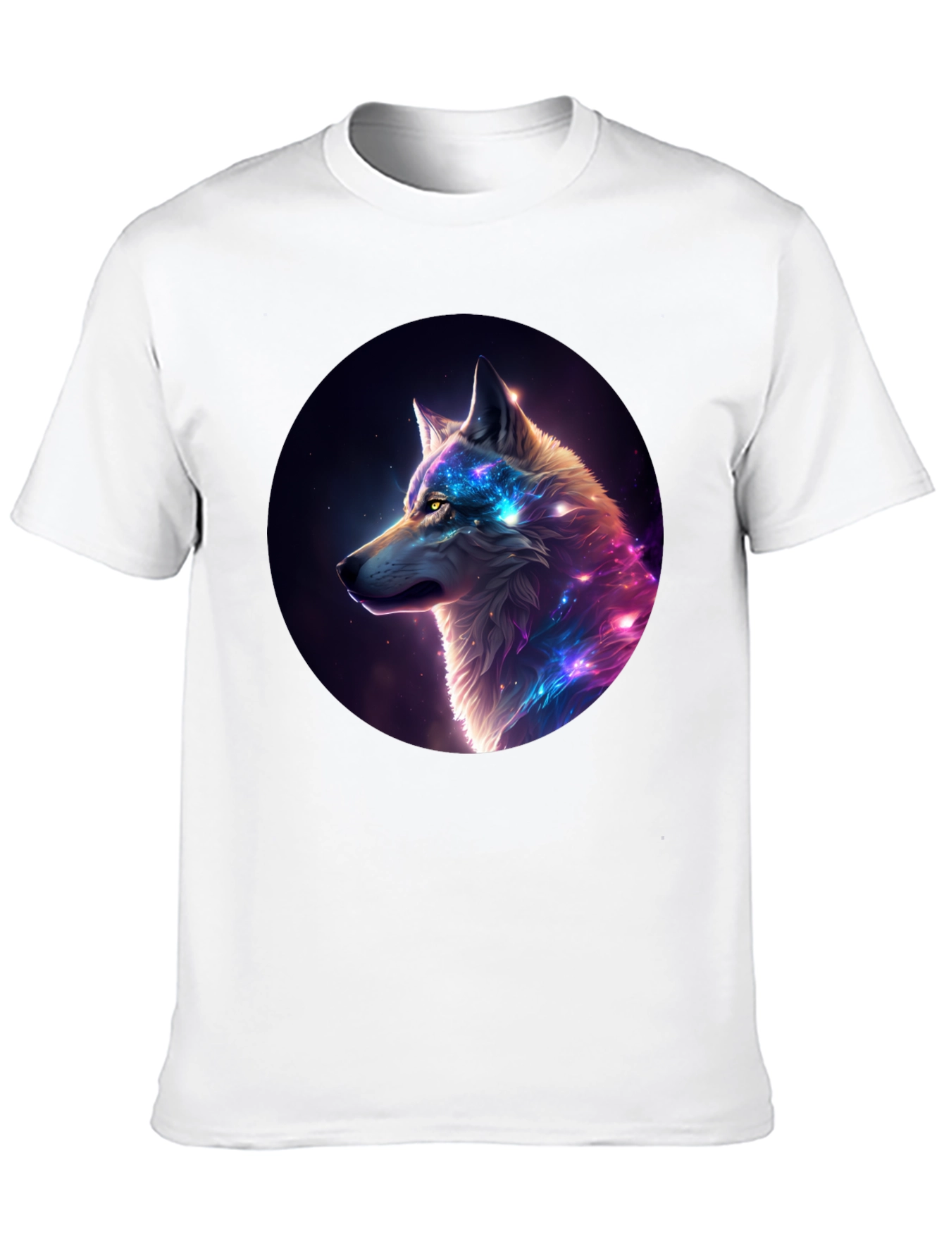 Cosmic Wolf Graphic Tee - Black Cotton Blend