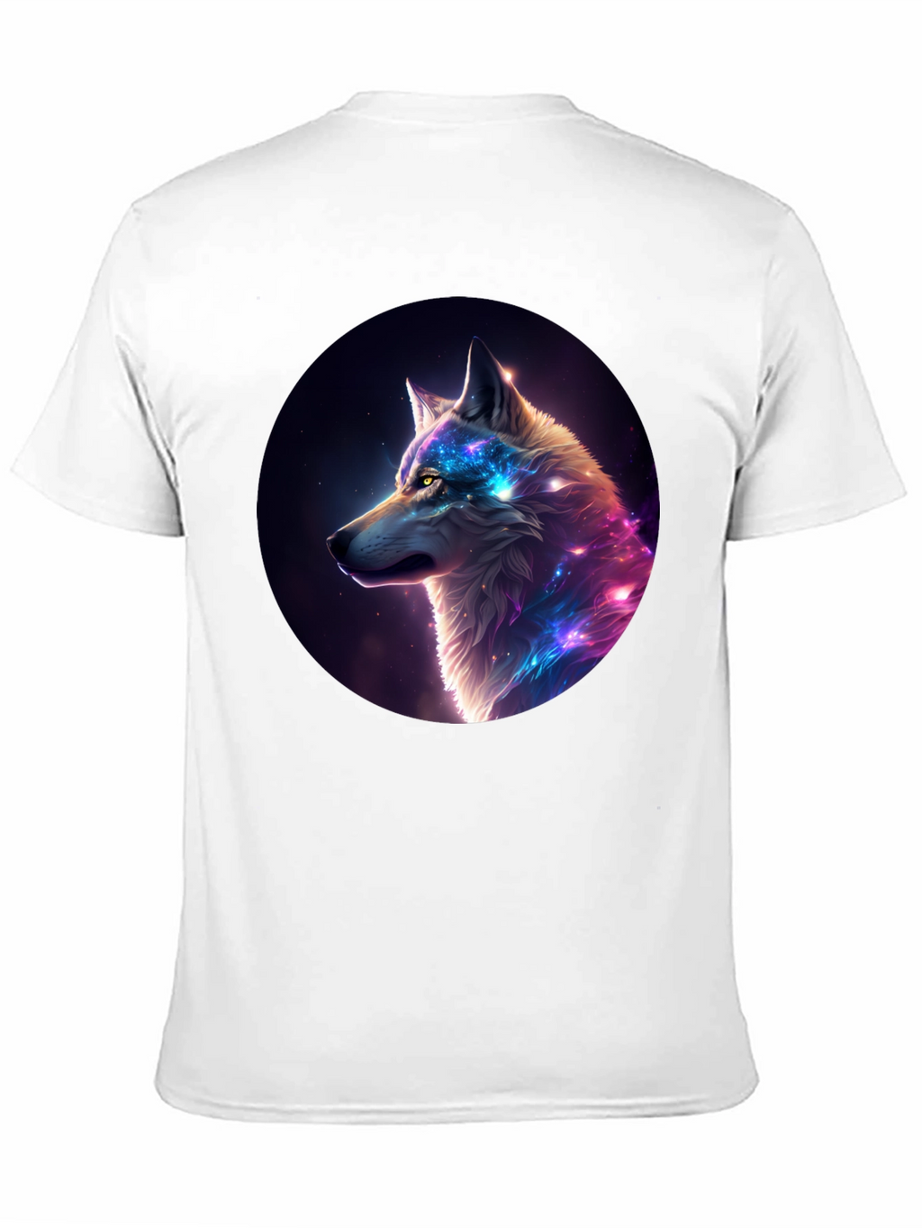 Cosmic Wolf Graphic Tee - Black Cotton Blend
