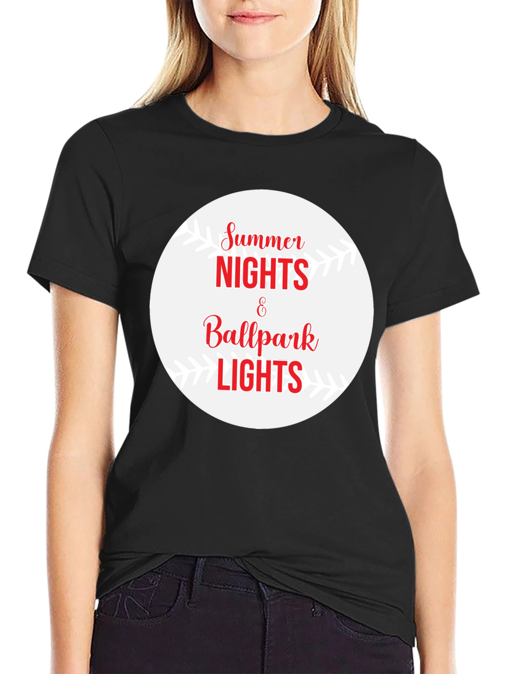 Summer Nights Ballpark Lights Graphic Tee
