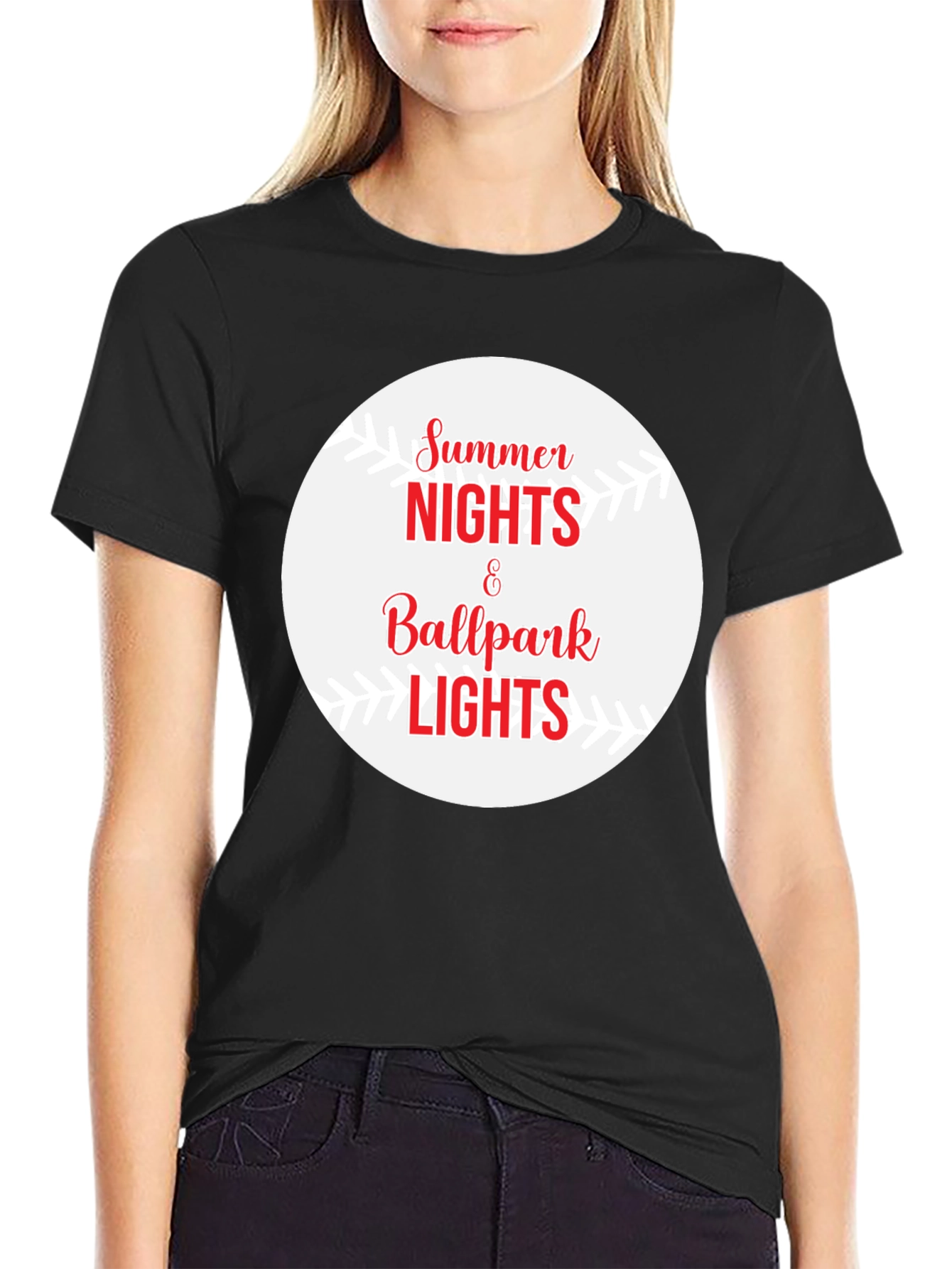 Summer Nights Ballpark Lights Graphic Tee
