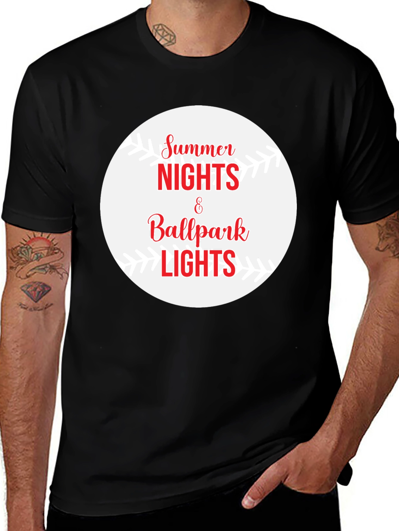 Summer Nights Ballpark Lights Graphic Tee