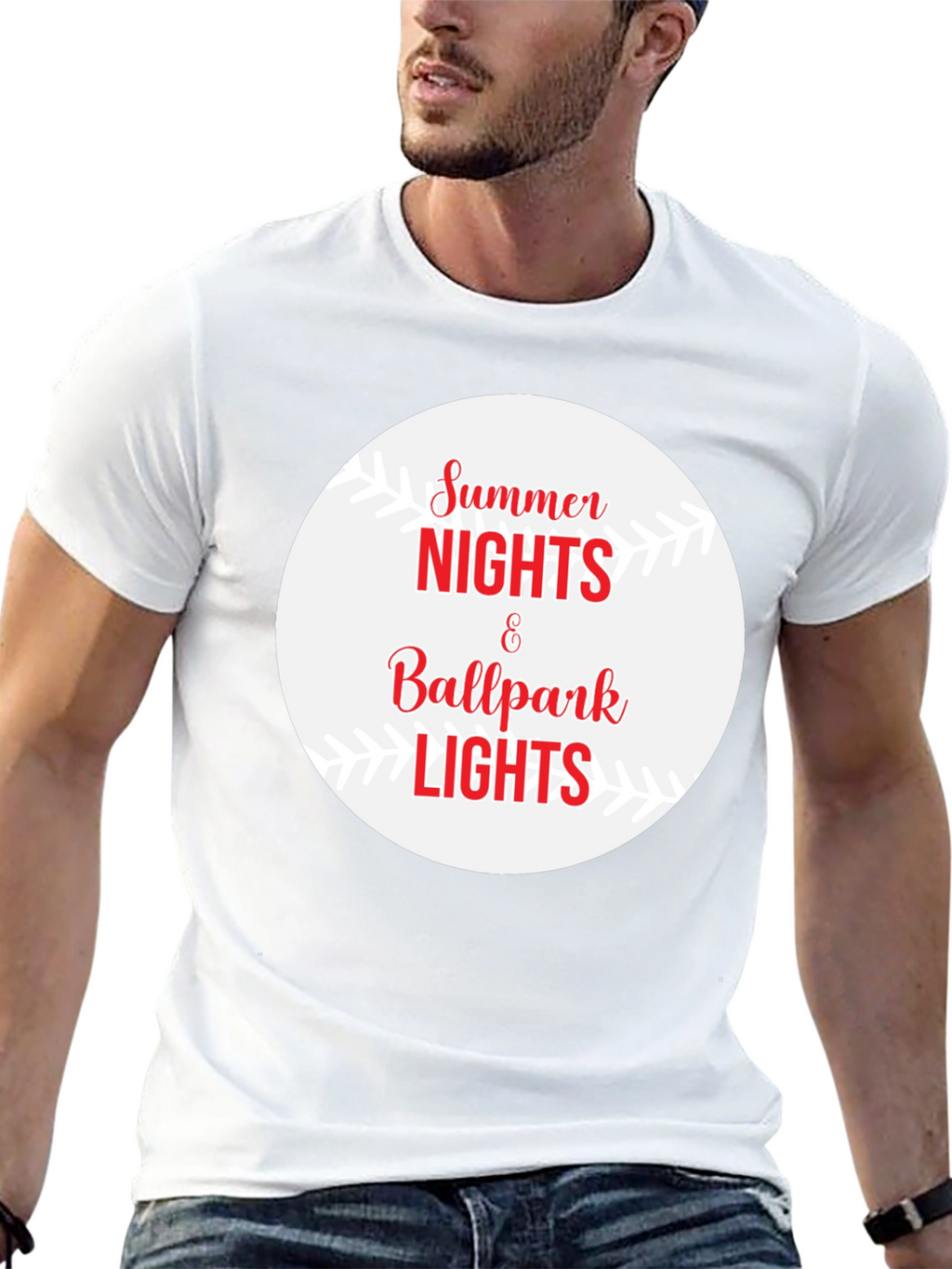 Summer Nights Ballpark Lights Graphic Tee